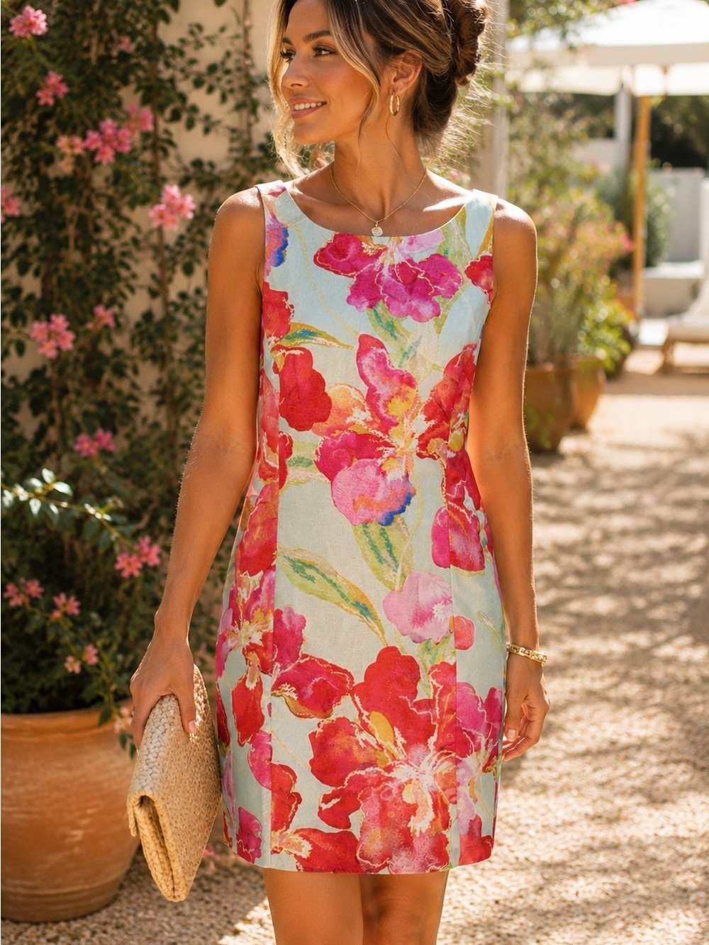 Hutch for Anthropologie NWT Metallic Vibrant Floral Print Sea Green Sheath Dress